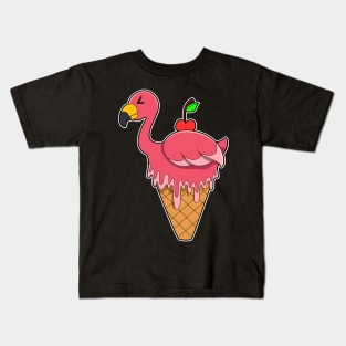 Flamingo with Waffle ice cream & Apple Kids T-Shirt